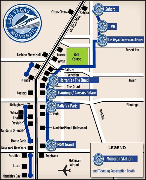 地図Las Vegas路面電車