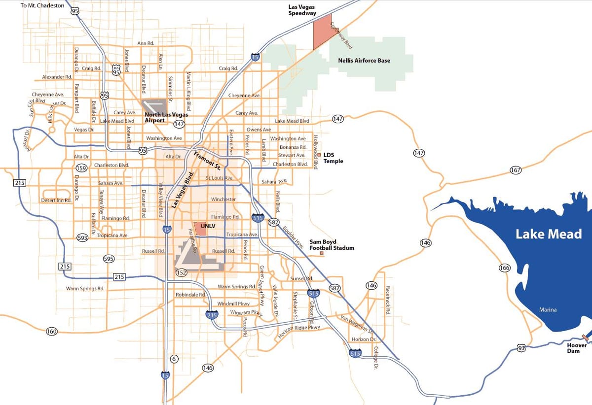 地図Las Vegas域