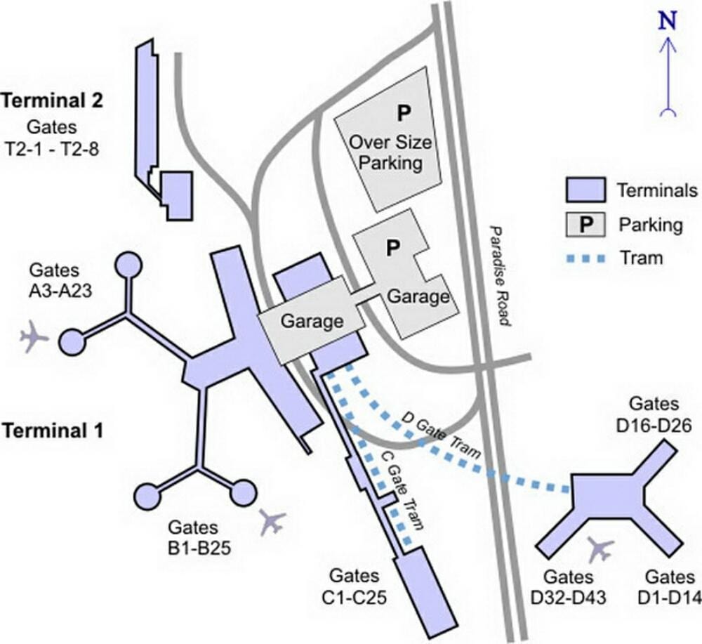 McCarran空港ターミナルビルの地図