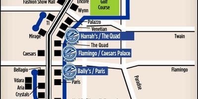 地図Las Vegas路面電車